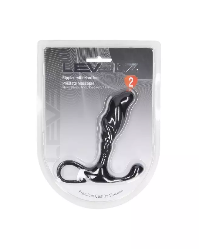 Masseur prostatique Levelz noir en silicone avec boucle ondulée-1