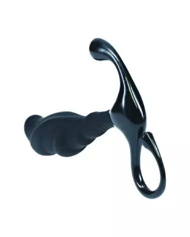 Masseur prostatique Levelz by Shots en silicone noir avec boucle ondulée-5