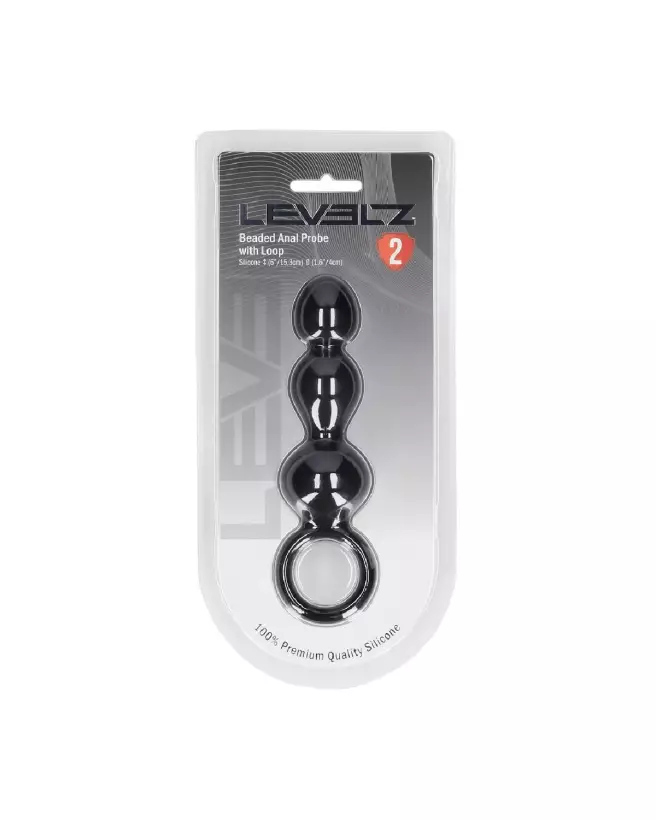 Image de sonde anale perlée en silicone noir Levelz by Shots-1