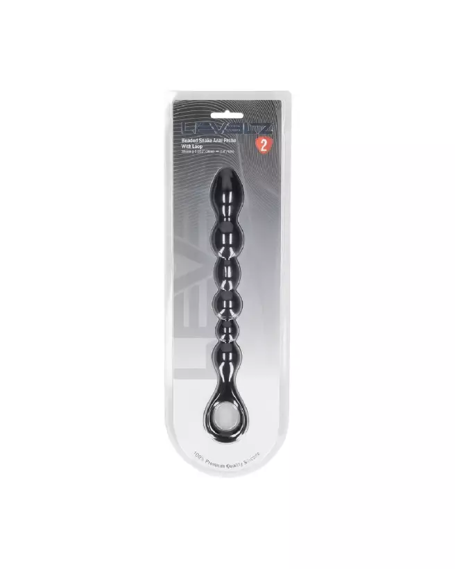Sonde anale en silicone noir avec perles Levelz by Shots-1