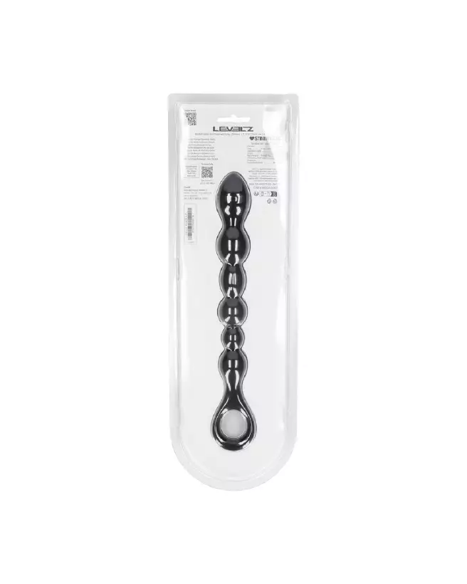 Sonde anale en silicone noir avec perles Levelz by Shots-2