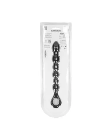 Sonde anale en silicone noir avec perles Levelz by Shots-2