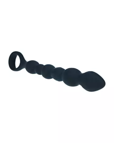 Sonde anale en silicone noir avec perles Levelz by Shots-3