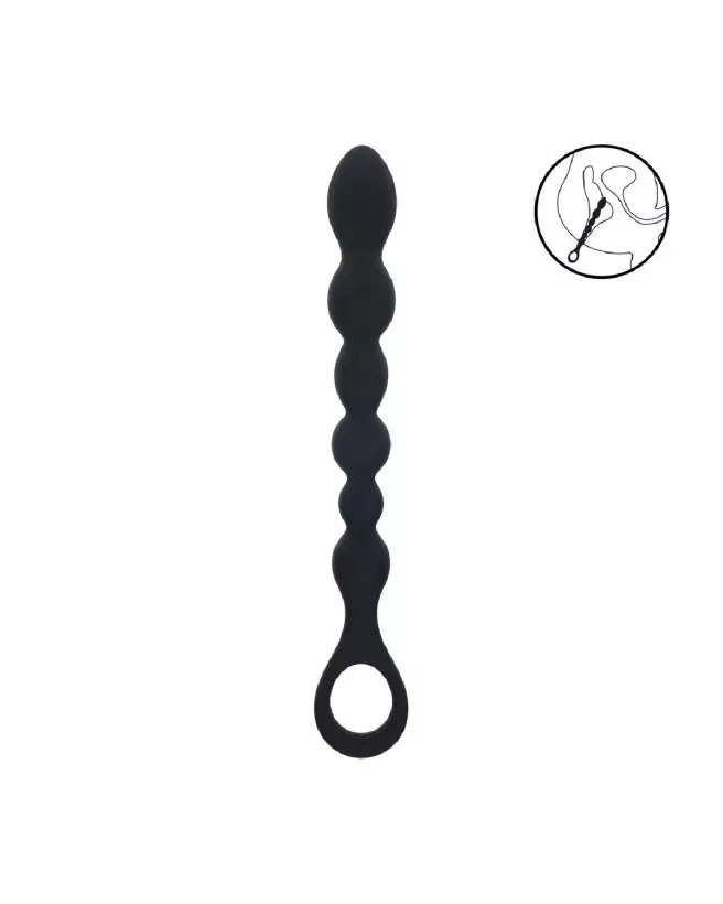 Sonde anale en silicone noir avec perles Levelz by Shots-7
