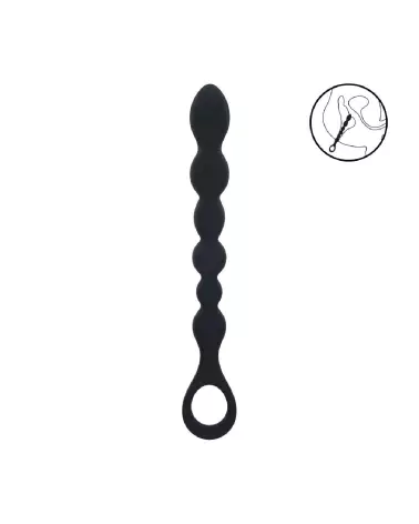Sonde anale en silicone noir avec perles Levelz by Shots-7