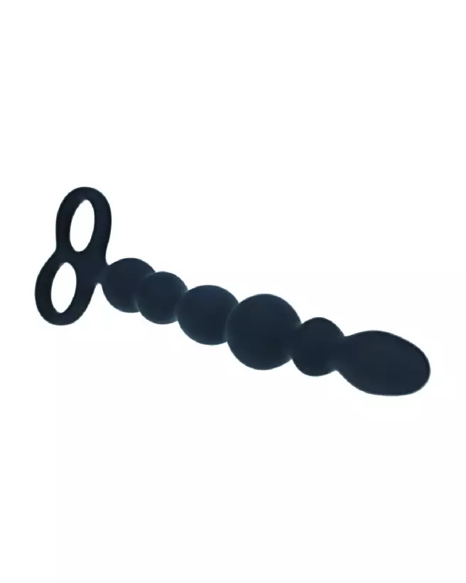 Sonde Anal Perlée en Silicone avec Double Boucle de Levelz by Shots-3