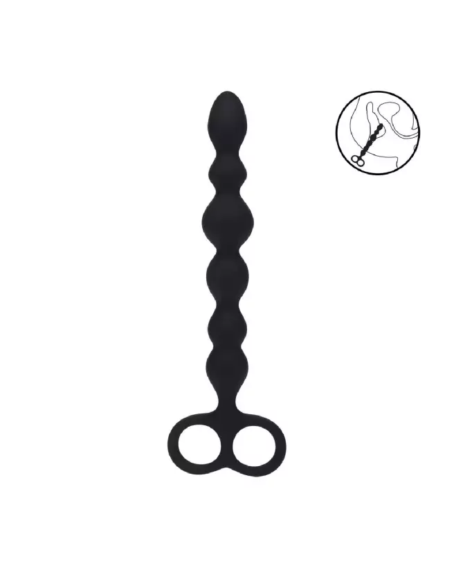 Sonde Anal Perlée en Silicone avec Double Boucle de Levelz by Shots-7
