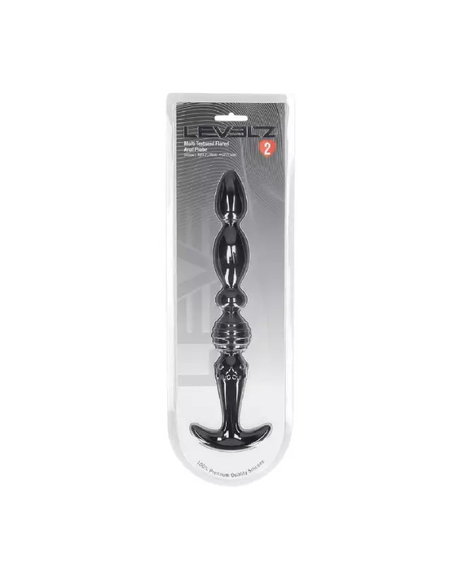 Sonde anale évasée Levelz by Shots en silicone noir multi-texturé-1