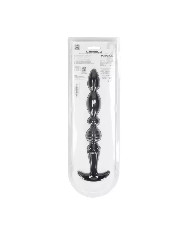 Sonde anale évasée Levelz by Shots en silicone noir multi-texturé-2