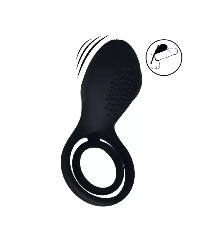 Anneau vibrant noir Levelz by Shots pour pénis et testicules avec stimulateur-5