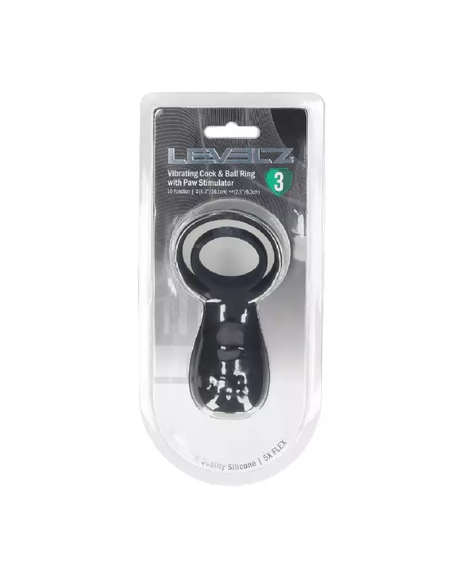 Anneau vibrant Levelz by Shots pour pénis et testicules avec stimulateur en forme de patte, noir-1