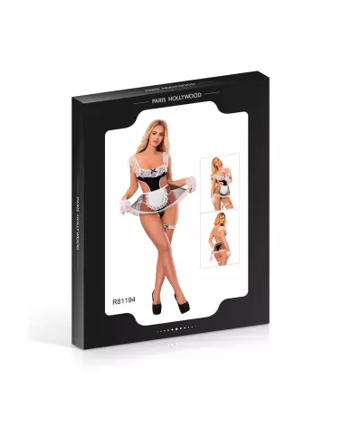 Image de la tenue de soubrette sexy 4 pièces noir S/M par Paris Hollywood, costume érotique pour femme-2