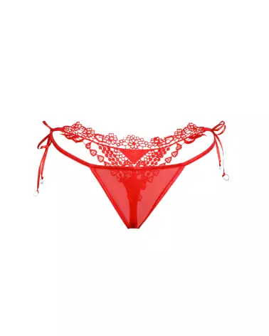 String rouge Paris Hollywood avec dos en guipure, taille S/M, lingerie sexy et élégante-5