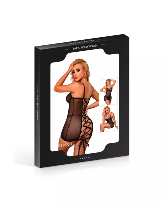 Nuisette noire S/M avec laçage au dos par Paris Hollywood-2