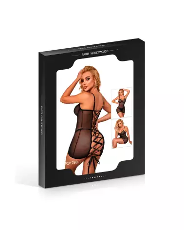 Nuisette noire S/M avec laçage au dos par Paris Hollywood-2