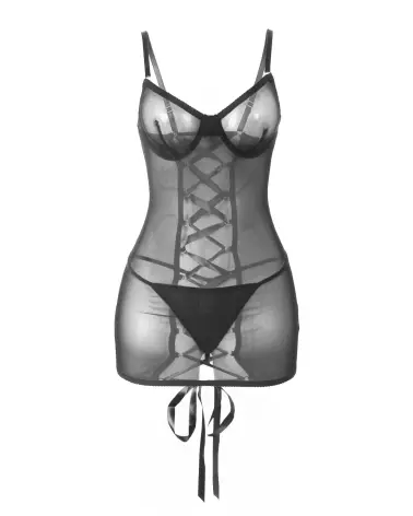 Nuisette noire S/M avec laçage au dos par Paris Hollywood-5