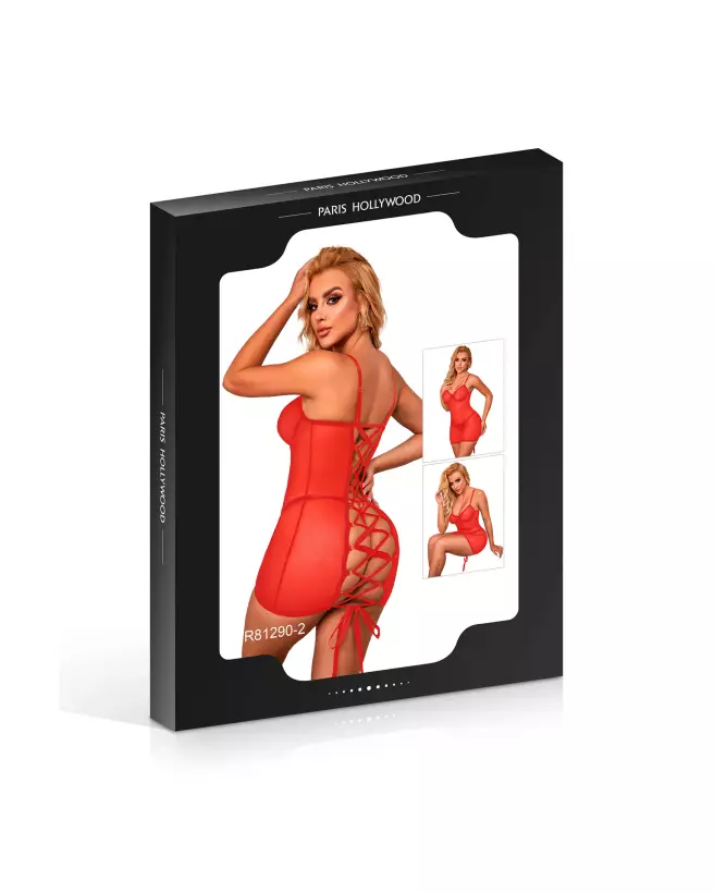 Nuisette rouge avec laçage élégante taille L/XL par Paris Hollywood-2