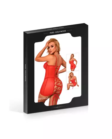 Nuisette rouge avec laçage élégante taille L/XL par Paris Hollywood-2
